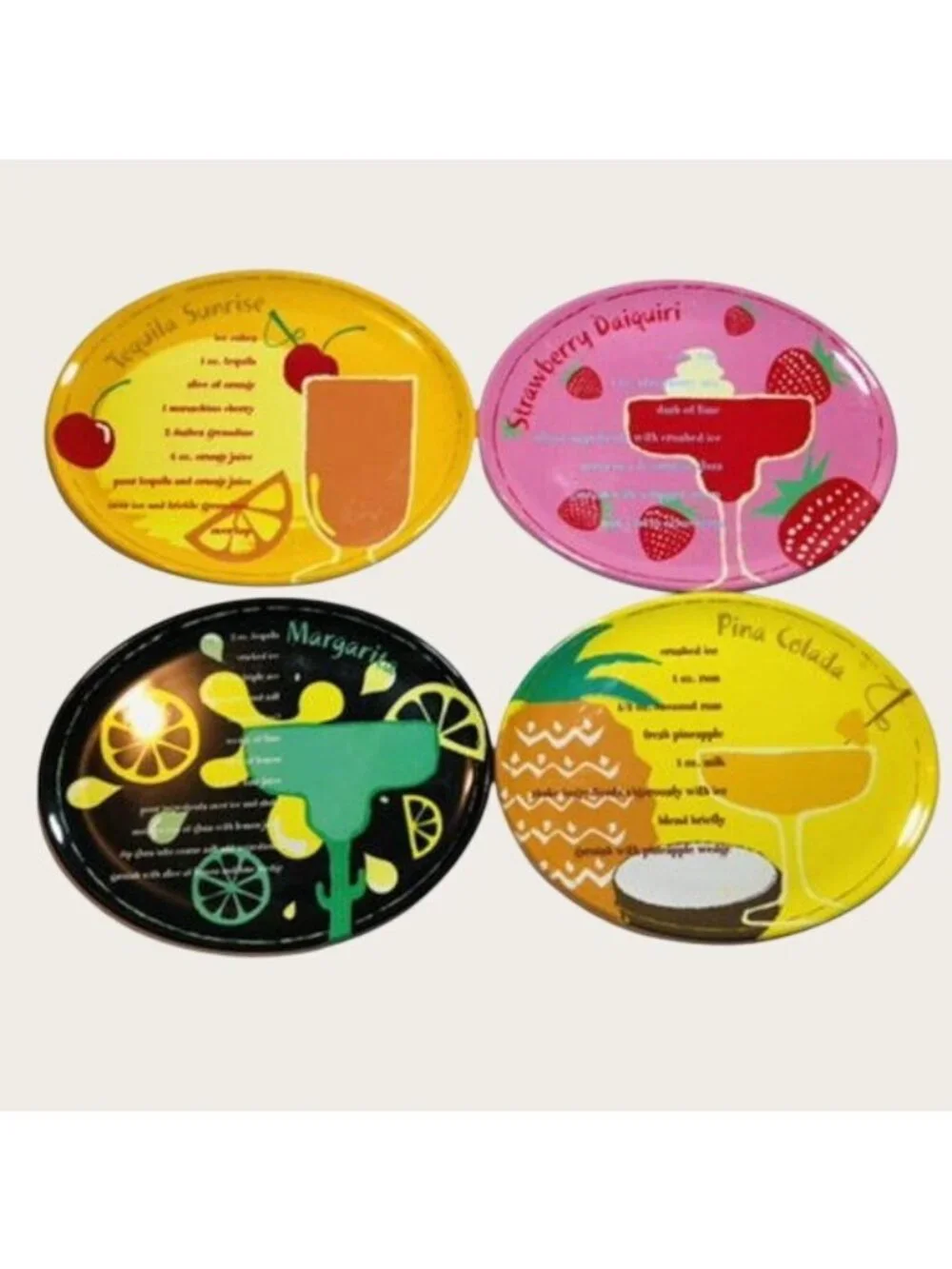 Precidio Mixed Drink Recipe Snack Plate Set of 4 Appetizer Plates